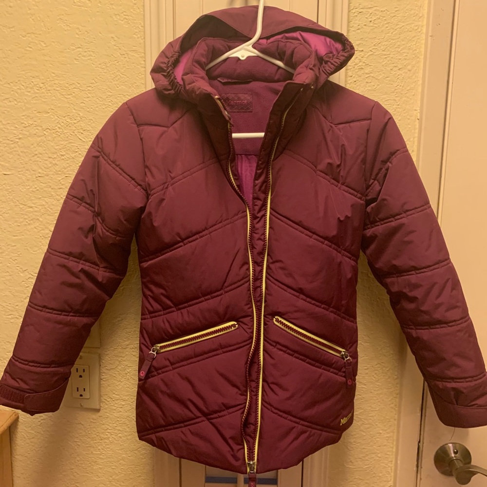 Girls Marmot hooded jacket M medium dark purple